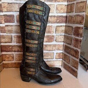 Old Gringo Black and Multicolor Heeled Boots size 9.5